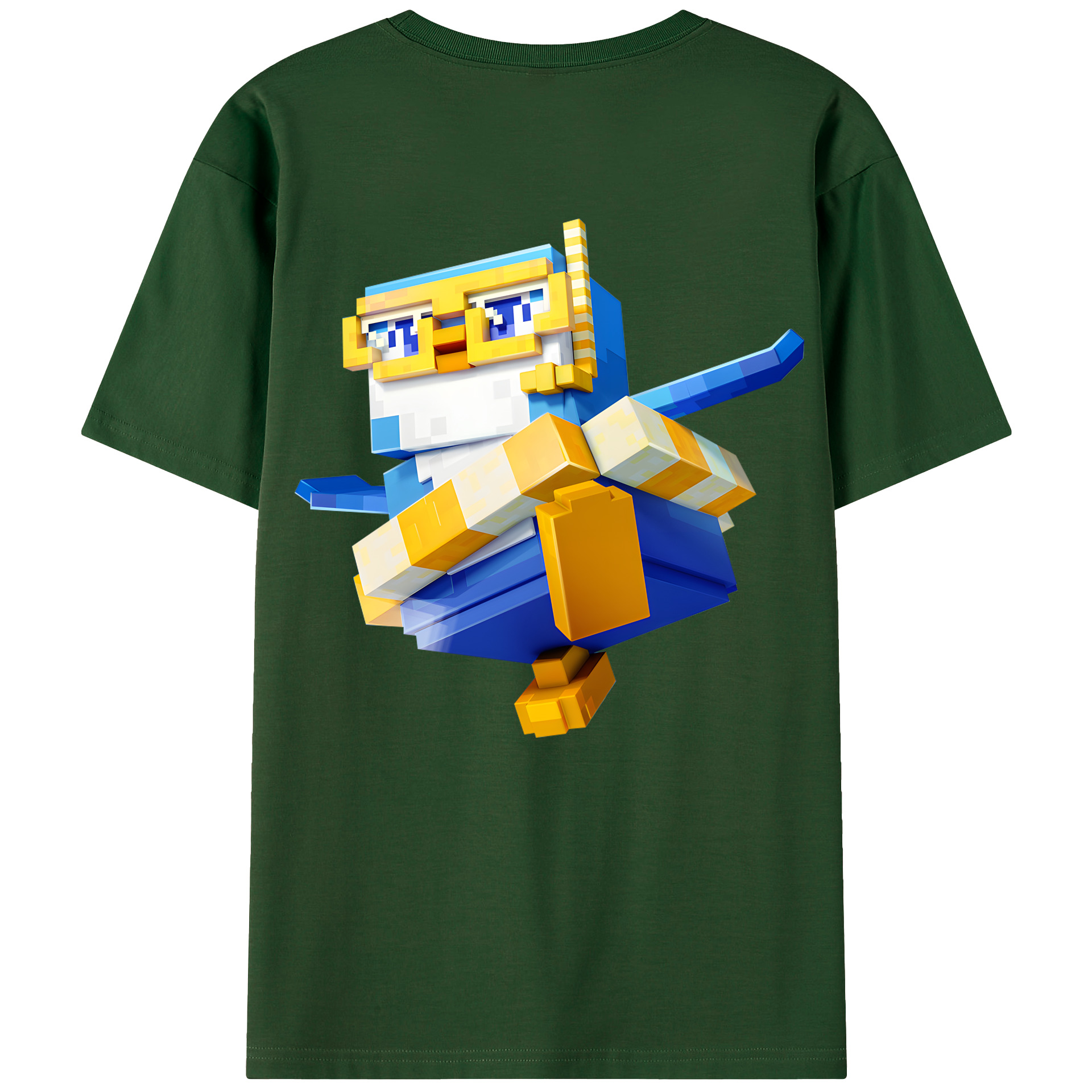 （画像用） マインクラフト ブロックの世界 Minecraft MC Block world 綿100％半袖Tシャツ（背面プリント）